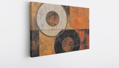 Saammp Canvas Schilderij - Cirkels - Abstract kunstwerk - 30x20 - Foto op canvas - Wanddecoratie - Muurdecoratie Woonkamer - Slaapkamer decoratie - Canvas Print