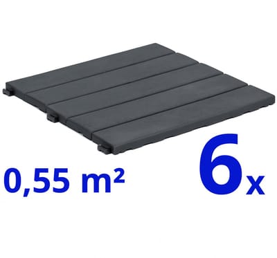 Terrastegels - Composiet - Donkergrijs - 6 Stuks - 0.55 m² - Vlondertegels - Balkontegels - Onderhoudsvrij - Makkelijke en Snelle Montage