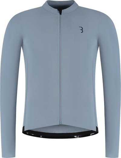 BBB Cycling Essence LS - Fietsshirt Heren Lange Mouwen - 10-15 °C - Ademend MTB en Wielrenshirt met 3 Achterzakken - IJs Blauw