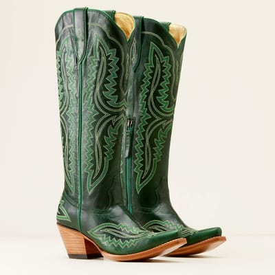 Verkoper Nieuwe Retro Auto Stiksels Dikke Hak Western Cowboylaarzen Middeleeuwse Geborduurde Unisex Heren Dames Ridderlaarzen 38 groen