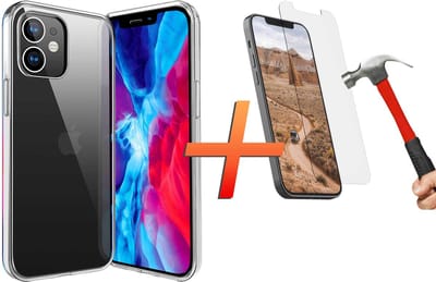 Hoesje geschikt voor iPhone 12 Mini back cover - transparant siliconen hoesje - 1X Screenprotector - Tempered Glass - EPICMOBILE