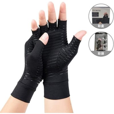 1 Paar Arthritis Handschoenen Handpols Steun Brace Voor Zwelling Pijnverlichting Vingerloze Handschoenen Voor Carpaal Tunnel Vrouwen Mannen L black