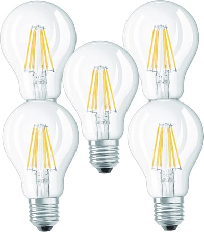 TRANGO Set van 5 E27001-5 LED-gloeilampen 8 Watt 850 lumen I warm wit I Vervanging voor 60W gloeilamp I Lamp I Lamp I LED-lamp in druppelvorm met E27-fitting I Stralingshoek 360°
