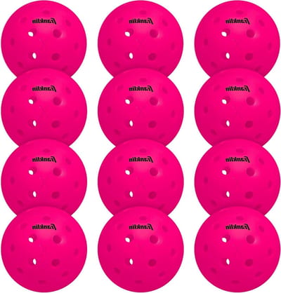Pickleball Ballen - Augurkballen - Outdoor Sport - Precisie Ontwerp - 12 Stuks - Roze