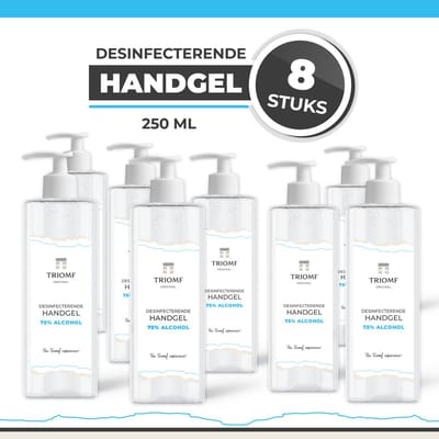 Handgel 75% - 8-Pack - 250 ML - Triomf Cosmetica | Q1 Desinfecterende Handgel Hand Gel | LP5