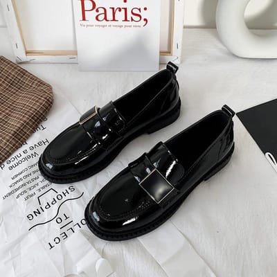 Mary Jane Kleine Leren Schoenen Vrouwelijk Britse Stijl Franse Lente En Zomer Retro Nieuwe Loafer Schoenen Dikke Zool Niche Jk Schoenen 35 zwart