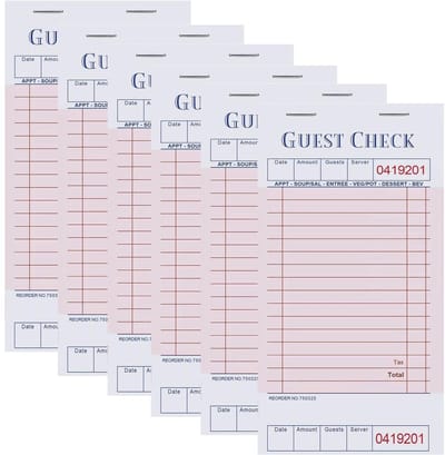 Dailygoods- Notitieblok 300 Vellen - Gastenafschriften - Server Notitieblok - Voedsel Ontvangstboekje - Genummerde Bladen - Afneembare Cheques - Gastenboek