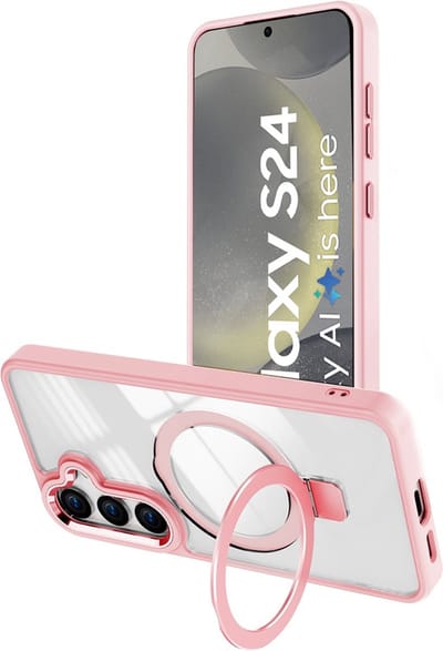 Hoesje Geschikt voor Samsung Galaxy S24 hoesje - met Magnetisch Ringhouder - Arara backcover - licht Roze