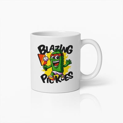 Blazing Pickles Mok 330ml – Grappige Pickleball Cartoon Ontwerp Koffiebeker – Perfect Cadeau voor Pickleball Spelers en Sportliefhebbers