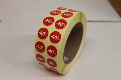 prijs stickers rood promo -40 % 2000 stuks
