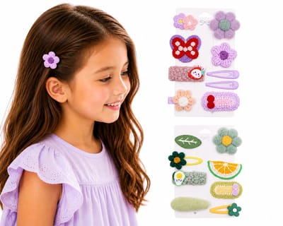 Tolvia Haarclipjes Set - 17 Stuks (2-Pack) - Cartoon Fruit Haaraccessoires voor Meisjes - Kleurrijke Haarspeldjes - Groen & Paars
