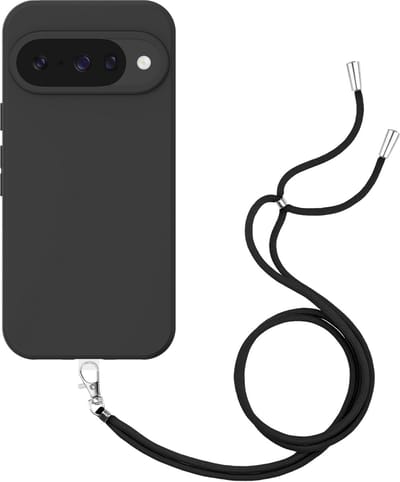 Just in Case hoesje met koord geschikt voor Google Pixel 10 / 10 Pro Hoesje met Koord - Flexibele Case - Zwart