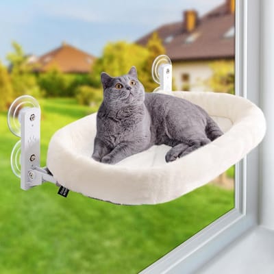 Cat Hammock voor het Raam - Opvouwbare Hangbed voor Katten - Zonneterras voor Binnen en Buiten - 53 x 30 cm, Geschikt voor Katten tot 18 kg