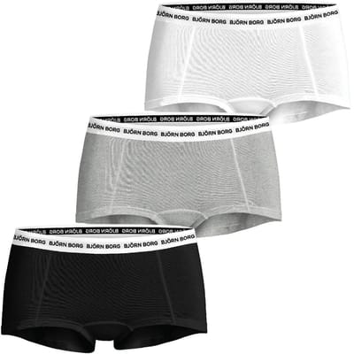 Björn Borg dames Core minishorts - boxers korte pijpen (3-pack) - wit - grijs - zwart