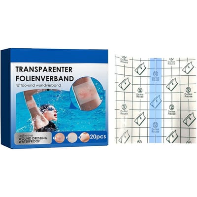 20 Stuks Doos Waterdicht Transparant Verband Tattoo Verband Beschermend Verband voor Douche Sport blue