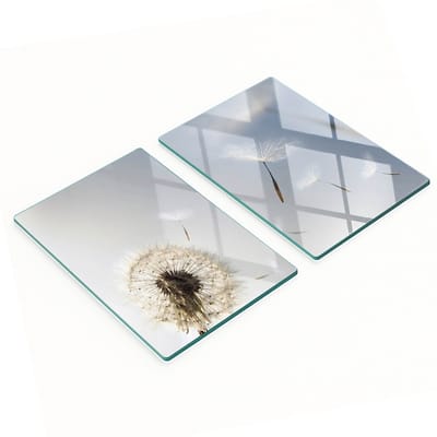 Decoratieve glazen snijplanken voor in de keuken met paardenbloemmotief, 2x40x52 cm