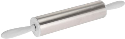 Dailygoods- Deegroller roestvrij staal - Gekleurde kunststof handgrepen - Voor fondant/pizzadeeg/taartdeeg - Lichtgewicht - Optimale afmetingen 44 cm - Comfortabel uitrollen - Bakrol
