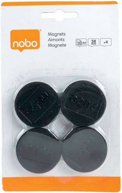 Nobo magneten, 38 mm, zwart, blister van 4 stuks 10 stuks