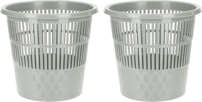 2x stuks plastic huis/kantoor vuilnisbak/prullenbak 20 liter grijs 28 x 27 cm - Huis/kantoor afvalbakken