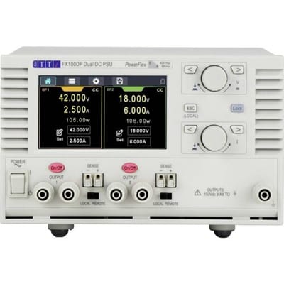Aim TTi FX100DP Labvoeding, regelbaar 0 - 42 V 1 mA - 6 A 210 W Op afstand bedienbaar, OVP, Smal model Aantal uitgangen: 2 x