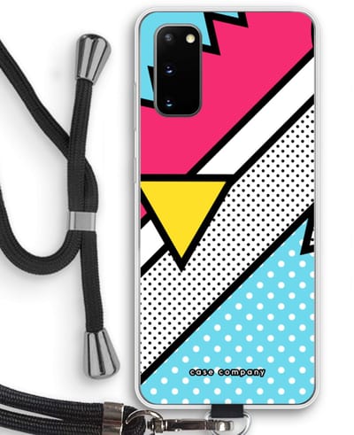 Case Company® - Hoesje met koord geschikt voor Samsung Galaxy S20 hoesje met Koord - Pop Art #3 - Telefoonhoesje met Zwart Koord - Bescherming aan alle Kanten en Over de Schermrand