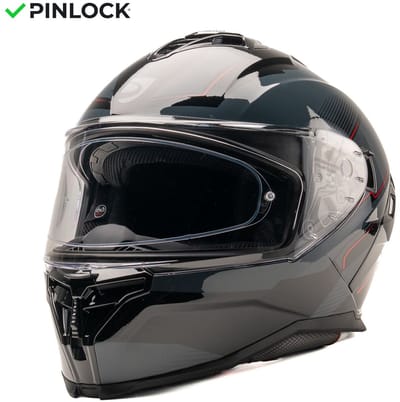 MOTOBLOUZ HYPERION TECH Integraalhelm - ECE 22.06 gekeurde Helm Scooter, Motor & Brommer - Heren & Dames - Zwart/Grijs/Rood - M