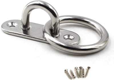 Ceiling Hook Pad Eyeplate 304 Stainless Steel Wall Mount Hook Heavy Duty for Hanging (Screws Included) M9 (With Ring) - ShopVlot