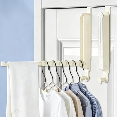 Set van 2 Opvouwbare Deurkledinghaken, Uitbreidbare Haakjes voor Deur, Geen Boren Nodig, Ideaal voor Kleding en Handtassen