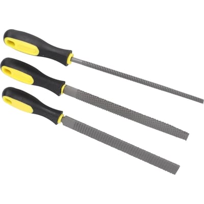 3 stuks Houtvijl Rasp Grove Tand Halfrond Plat Handgereedschap Set Kit voor Houtbewerking gray
