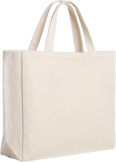 Katoenen Tote Bag 45x35x8 cm – Stoffen Tas Zonder Bedrukking, Herbruikbare Boodschappentas, DIY Canvas Tas met Lange Handvatten, Ecologisch & Wasbaar