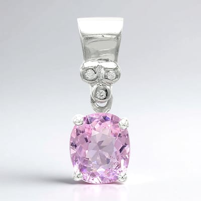 Cavill - Hanger Platina Verguld Sterling Zilver - 1,09 ct Roze Koper Toermalijn Ovaal Mozambique - 0,02 ct Ronde Zirkonia - Elegant Dames Sieraad