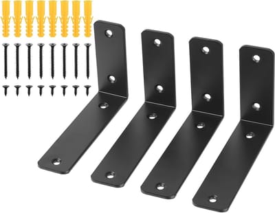 Zware L-vormige wandplanken houders voor zwevende houten planken - 4 stuks, verstelbaar, hoekoplossingen, 150 x 100 mm