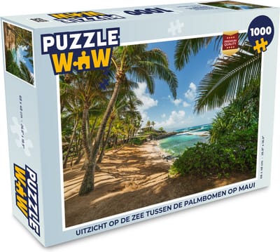 Puzzel Uitzicht op de zee tussen de palmbomen op Maui - Legpuzzel - Puzzel 1000 stukjes volwassenen