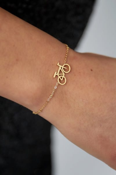 Armband met fiets - Amsterdam - Dames en Heren - Unisex - Goudkleurig - Stainless Steel