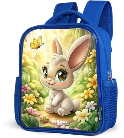 NoBoringSuitcases.com® - Rugzak blauw - Schooltas jongens - Konijn - Zonlicht - Sprookjesachtig - Vlinder - Kinder rugtas jongen - Boekentas kind - Kinderrugzak voor school - Schoolrugzak