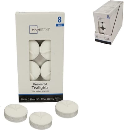 Mainstays - Theelichten - wit 8 stuks