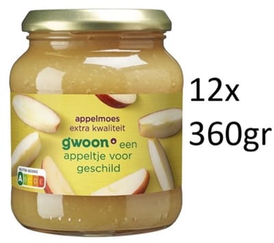 G'woon gwoon - Appelmoes extra kwaliteit - Multipak 12x 360 gram