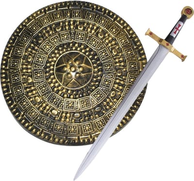 Ridder soldaat/krijger verkleed wapens set - zwaard 62 cm - schild 45 cm - voor volwassenen