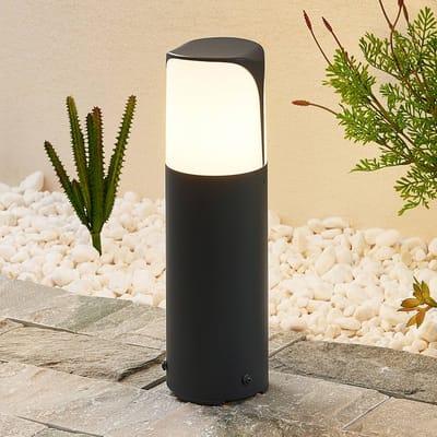 Lucande - Sokkellamp - 1licht - Aluminium, polycarbonaat - H: 30 cm - E27 - antraciet, wit