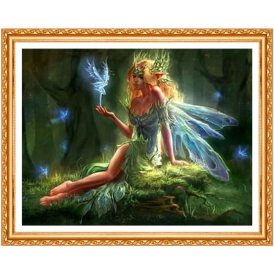 Diamant Schilderij Fee Afbeeldingen Volledige Weergave 5d Doe-het-zelf Diamant Schilderij Kristallen Patronen Tekening 20X30CM beige
