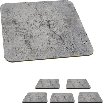 Onderzetters voor glazen - Beton - Muur - Industrieel - Patronen - 10x10 cm - Glasonderzetters - 6 stuks