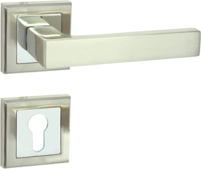 Domino® Deurkrukgarnituur ENE QR M6/M9 PZ - Chroom gespoten/Nikkel - PZ-Profielcilinderset met Vierkant Rozette - Deurbeslag van aluminium - Deurklink voor kamerdeur, kantoordeur, kelderdeur en binnendeur