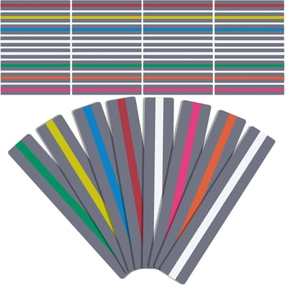 Kleurige Marker Strips voor Kinderen - 32 Stuks, Leeshulpmiddelen, Visuele Stress Verminderen, Overlay Rulers, Ondersteuning bij Lezen (19 x 3.2 cm)