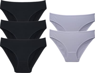 VANILLA - Dames ondergoed, Dames slip, Lingerie - 5 stuks - Egyptisch katoen - Zwart, Wit - S