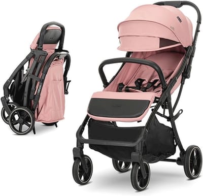 Lorelli Kinderwagen Buggy Minori opvouwbaar PU-wielen bekerhouder voetafdekking, kleur: roze