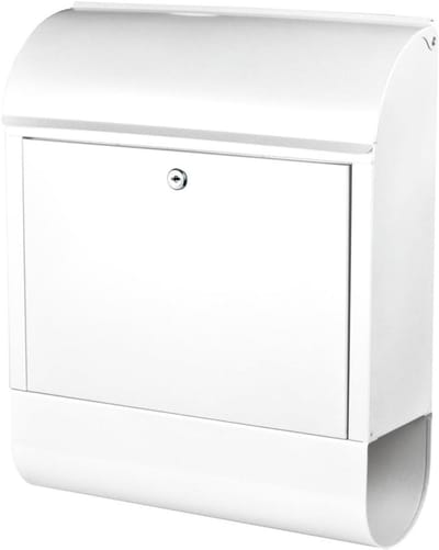 Witte Stalen Brievenbus met Krantenbox en DIN C4 Inworp - 46cm Hoog