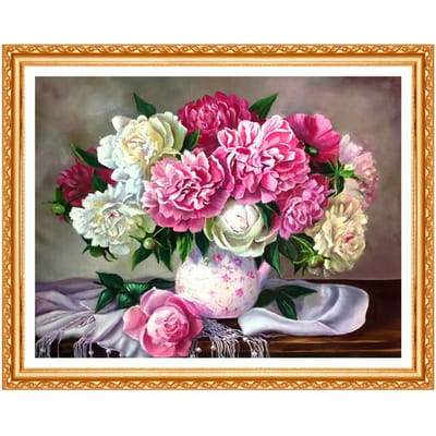 Diamant schilderij ronde kruissteek bloemen handgemaakte ambachten volledige ronde diamant schilderij paars 20X30CM pink