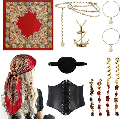 Piratenkostuum voor Dames met Bandana en Hoed - Perfect voor Carnaval en Themafeesten, Inclusief Accessoires