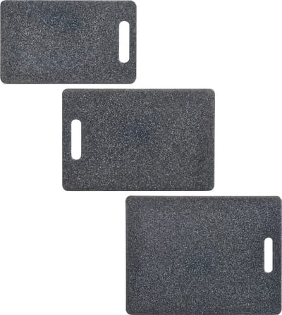 3x Rechthoekige antracieten snijplanken kunststof 25/30/35 cm - Zeller - Keukenbenodigdheden - Kookbenodigdheden - Snijplanken - Snijplanken van plastic