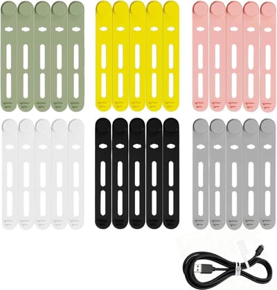 30 stuks sterke en herbruikbare siliconen kabelbinders, meerkleurige kabelorganizer voor thuiskantoor, reizen, verstelbare koordbinders voor opladen, audio/netwerkkabels en afdichting van